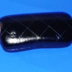 Genuine Chanel Sunglasses Case Black Matelasse Quilted Silver CC Logo